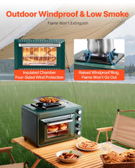 Outdoor Oven 2-in-1 Portable Gas Camping Stove Oven Combo Adjustable Fire