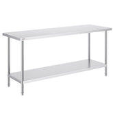 Stainless Steel Prep Table, 24 X 72 X 34 Inch, Heavy Duty Metal Worktable With 3 Adjustable Height Levels, Commercial Workstation For Kitchen Garage Restaurant Backyard