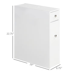 Bathroom Floor Organizer Free Standing Space Saving Narrow Storage Cabinet Bath Toilet Paper Holder with Drawers White