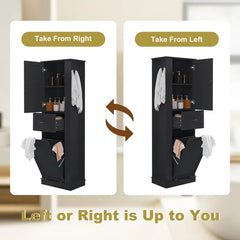 Modern Tall Storage Cabinet – Tilt-Out Compartment, Adjustable Shelves, 80LBS Capacity, Soft-Close Hinges, Aluminum Alloy Handles, Perfect For Bathroom & Home Organization