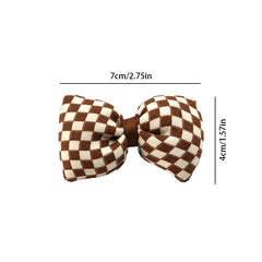 Plaid Bow Hair Clips-Coffee 9672
