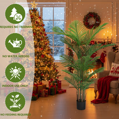 2PCS Set 5.2ft Artificial Palm Trees Natural Christmas Faux Tropical Potted Plants Perfect For Indoor Outdoor Home Office Garden Decor