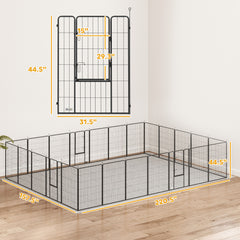 Dog Playpen For Indoor Outdoor, 24 Panels 39 H Puppy Playpen With Lockable Door, DIY Shape Pet Exercise Fence, Gray