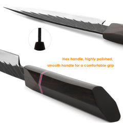 Qulajoy 8 Inch Japanese Kiritsuke Knife,Professional Hand Forged High Carbon Kitchen Chef Knife With Ebony Handle