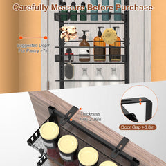 Black-White Options -- 1Pc Over The Door Pantry Organizer 6-Tier Pantry Door Organizer Carbon Steel 110LBS Loading Easy Install Behind Door Storage For Closet Kitchen Bathroom 50.19H 17.12W 5.51in D