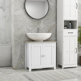 Pedestal Sink Storage Cabinet, Under Sink Cabinet with U-Shape and Adjustable Internal Shelf, White
