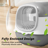 Antibacterial Odor-Lock Fully Enclosed Cat Litter Box, Anti-Splashing Easy Clean Pet Toilet For Kittens