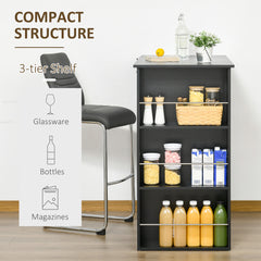 Modern Bar Table Counter Height Dining Table with 3 Storage Shelves for Kitchen, Dining Room, Living Room, Black