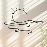 Minimalist Sunrise Wall Art - Modern Metal Iron Wall Decor, Abstract Sun Line Design For Home , Elegant Housewarming & Wedding Gift, Versatile For Living Room, Bedroom, Bathroom, Kitchen & Halloween