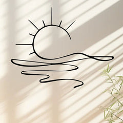 Minimalist Sunrise Wall Art - Modern Metal Iron Wall Decor, Abstract Sun Line Design For Home , Elegant Housewarming & Wedding Gift, Versatile For Living Room, Bedroom, Bathroom, Kitchen & Halloween
