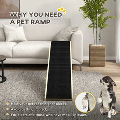 Dog Ramp For Bed, Pet Ramp For Dogs With Non-Slip Carpet And Top Platform