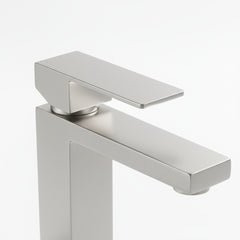 Single Handle Bathroom Faucet, Stainless Steel Single Hole Lavatory Faucet, Modern Sink Faucet, Brushed Nickel