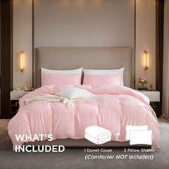 White & Pink Oversized Duvet Cover Set Includes 1 Duvet Cover & 2 Pillowcases. Premium Breathable Fabric, Hotel-grade Minimalist Design. Versatile For Bedrooms And Guesthouses. Perfect Christmas Gift.