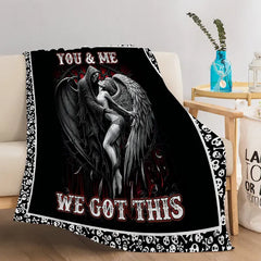 Beauty And Ghost Human Skeleton Printed Halloween Soft Cozy Lightweight Durable Plush Flannel Throw Blanket For Bedroom Living Rooms Sofa Couch 60Inch*80Inch