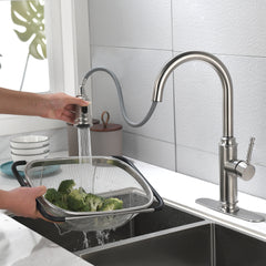 Single Handle High Pull Out Kitchen Faucet, Single-stage Stainless Steel Kitchen Sink Faucet, With Pull Down Spray