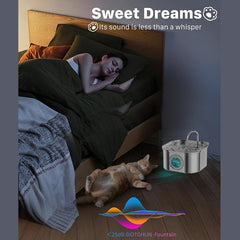 Cat Water Fountain Stainless Steel,108oz 3.2L Cat Fountain For Drinking - Pet Water Fountain Inside - Automatic Dog Watering Dispenser Bowl - Pet Feeding & Watering Supplies - Water Level Window