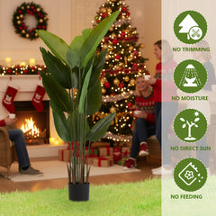 2PCS Set 5.2ft Tall Artificial Plant Faux Tropical Natural Palm Tree In Pot For Indoor Outdoor Home Office Garden Decor