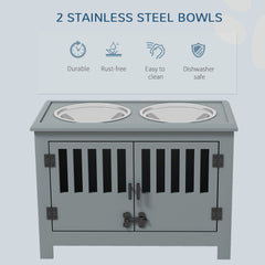 Dog Food Storage Cabinet with Bowls & Dog Feeding Station, Gray