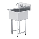 Stainless Steel Prep & Utility Sink, 1 Compartment Free Standing Small Sink Include Faucet & Legs, 21"x41" Commercial Single Bowl Sinks For Garage, Restaurant, Kitchen, Laundry