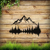 Large Black Metal Wall Art Set Of 2 - Mountain Forest Tree Sculpture Wall