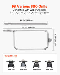 Stainless Steel Tube Burner For Weber Q3200 Q300 Q320 Q3000 Gas Grills