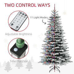 7.5ft Snow Flocked Artificial Christmas Tree, Pre-Lit Christmas Tree with 500 LED Lights and 1264 Branch Tips, Green