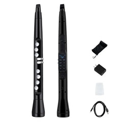 Portable Wireless MIDI Electronic Saxophone - 100 Tones, 3W Hi-Fi Speaker, 12hrs Playtime, 0.7lbs (Black ABS)