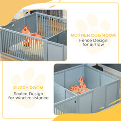 Whelping Box for Dogs Built for Mother’s Comfort, Dog Whelping Pen with Removable Doors, Puppy Playpen for Indoors, Newborn Puppy Supplies & Essentials, 81" x 39" x 20", Gray