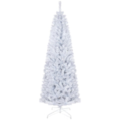 6 FT Artificial Christmas Tree Pencil Xmas Tree with Stand, 618 Tips, Holiday Home Indoor Decoration for Party, White