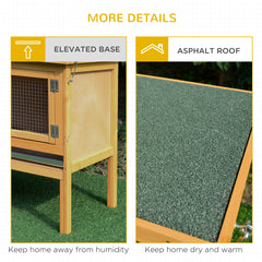 Wooden Rabbit Hutch Bunny Cage with Openable Waterproof Roof, No Leak Tray Solid Fir Wood Build for Rabbits, Chickens, Ducks, Indoor/Outdoor