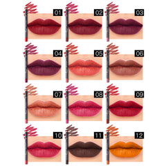 12 Color Lip Liner Pencil Set, High Pigmented Natural Lip Makeup Vegan Soft Pencils Longwear Ultra Fine Lip Liners