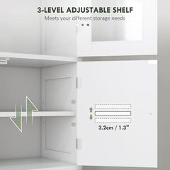 Freestanding Bathroom Cabinet with Glass/Louvred Doors, Tall Bathroom Storage Cabinet with Adjustable Shelf, White