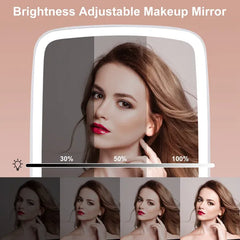 5.98x8.62in Lighted Makeup Mirror Vanity Desk Mirror Small LED Mirror With 3 Light Colors Touch Screen Brightness Adjustable USB Rechargeable