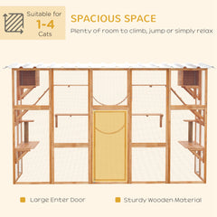Large Catio with Multiple Shelves & Bridges, Catio with Ramps, Cat Window Box Enclosure for Outdoor Use, Orange