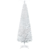 HOMCOM 6' Artificial Pencil Christmas Tree, Slim Xmas Tree With 390 Realistic Branch Tips And Plastic Stand, White