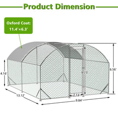 Large Chicken Coop Metal Chicken Run With Waterproof And Anti-UV Cover, Dome Shaped Walk-in Fence Cage Hen House For Outdoor And Yard Farm Use,9.84 X 13.12 X 6.56 Ft