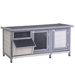 Wooden Rabbit Hutch Bunny Hutch Cage Guinea Pig With Waterproof Roof, No Leak Tray And Feeding Trough, For Rabbits, Chickens, Ducks