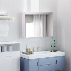 Double Door Wall Mounted Bathroom Mirror, 31.5" x 23.5" Medicine Cabinet with Modern Design, Large Storage, & Quiet Hinges