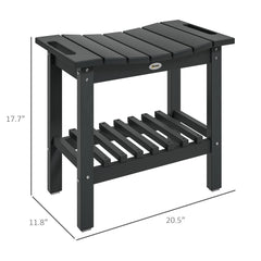 HDPE Shower Bench, Waterproof Shower Stool with Handle, Storage Shelf, Non-Slip Pads for Indoor Outdoor, Black