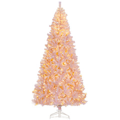 7.5 FT Tall PreLit Artificial Christmas Tree with Realistic Branches, 500 Warm White LED Lights and 1346 Tips, Pink