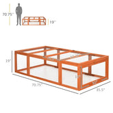 PawHut Large Wooden Rabbit Hutch Small Animal Habitat Enclosure Outdoor Run And Lockable Doors - Natural