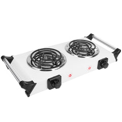 2000W Electric Dual Burner Portable Coil Heating Hot Plate Stove Countertop RV Hotplate With 5 Temperature Adjustments Portable Handles For Food Preparation