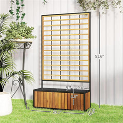 Wooden Raised Garden Bed With Trellis, Removable Pots For Backyard-Teak