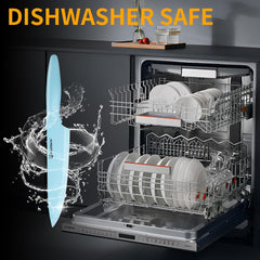 Kitchen Knife Set With Block, 14 Piece BLUE Non-Stick Paint Coating Stainless Steel Knives Set, Anti-Rust And Dishwasher Safe, 12 Knives With Kitchen Shears And Block