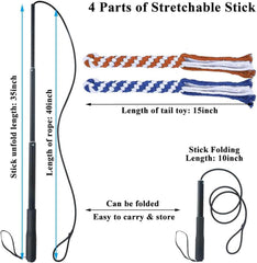 Dog Extendable Teaser Wand Pet Flirt Stick Pole Puppy Chasing Tail Interactive Toy For Small Medium Large Dogs Training Playing Exercise