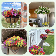 Nepfaivy Artificial Outdoor Flowers UV-Resistant - Realistic Artificial Flowers For Outdoors, Fade Resistant Fake Flowers For Outside, Plastic Faux Flowers For Outdoor Planters