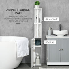 Bathroom Storage Cabinet with Open Shelves, White