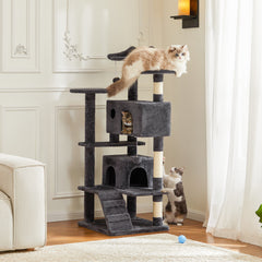 Large Cat Tree Tower, 62-70-80 Cat Tree Large Cats, Multi Level With Scratching Post, Cozy Cat Jumping Platform Space, Grey