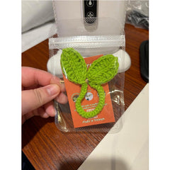 Cute Knitted Crochet Leaf Sprout,Lucky Handmade Multi-Functional Crochet Accessories, Ideal Bookmark For Bookworms, Funny Unique Headphone Cable Tie Gifts Accessory And Cable Tie