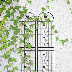2 Pack Metal Garden Trellis 86.7" X 19.7" Rustproof Trellis For Climbing Plants Outdoor Flower Support Black